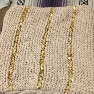 Elegant Cream and Gold Accent Pillow